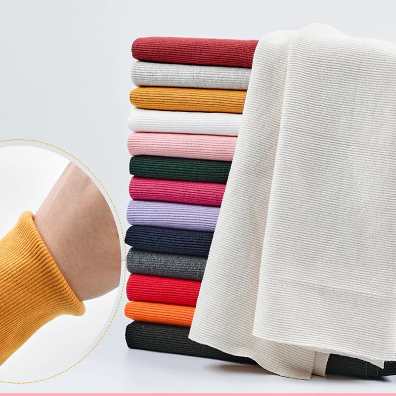 Cotton Knit Stretch Rib Fabric Sweatshirt Garment Cuffs Neckline Elastic For Sewing Clothes