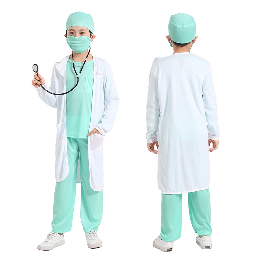 

Doctor Surgeon Cosplay Uniform Halloween Costumes for Kids Party Dress Coat Clothes Business Suits Children's Day Festival Prop