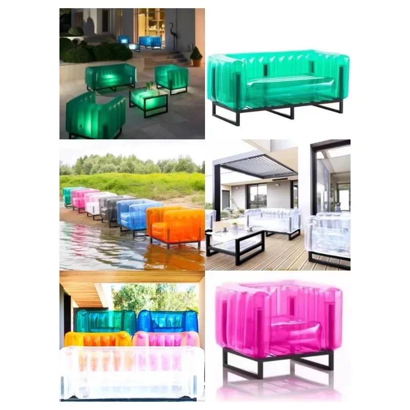 Inflatable Internet celebrity fashion trend thickened transparent sofa luminous closed air bar air mold props