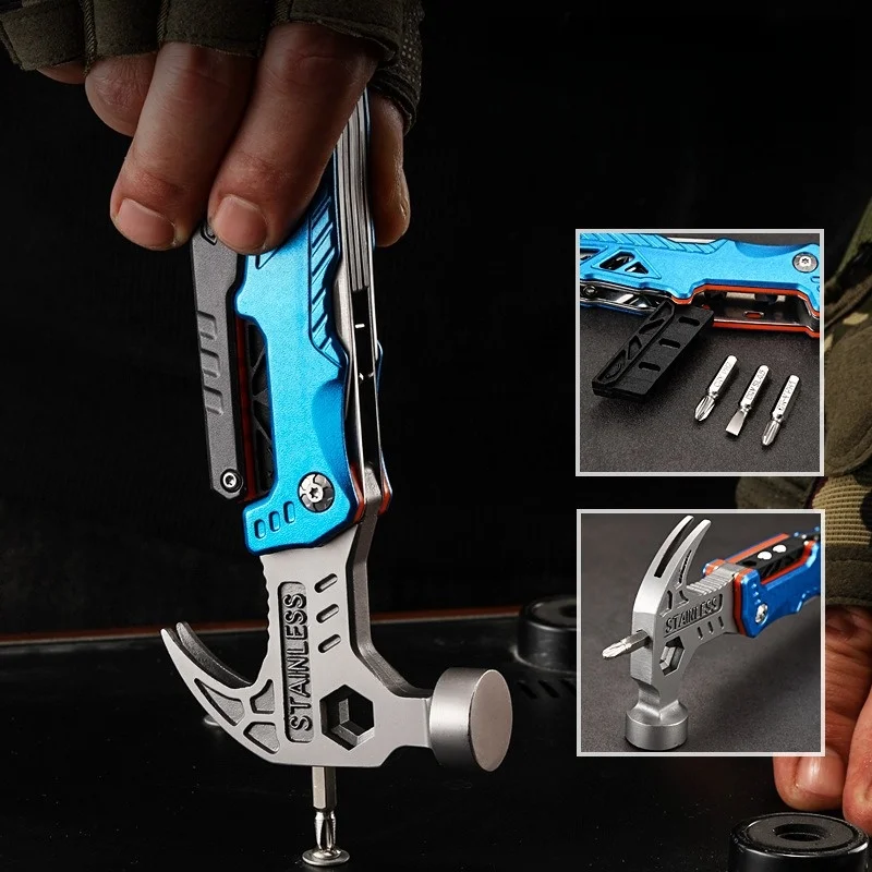Outdoor Multifunctional Hammer Pliers Tactical Knife Window Breaker Portable Camping Emergency Survival Tool