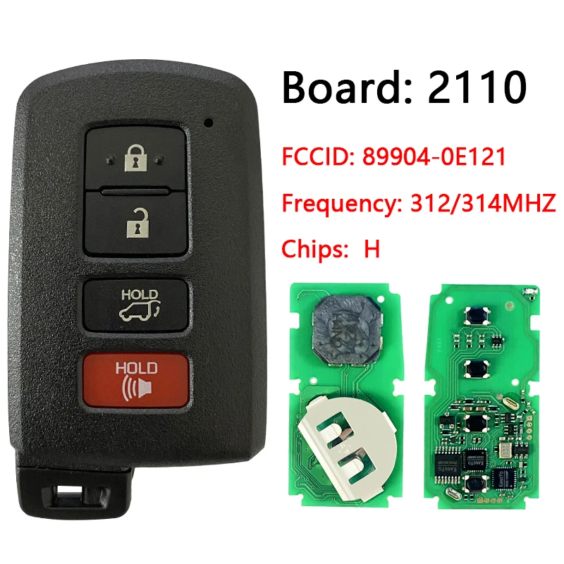 

CN007157 Aftermarket 4 кнопки умный дистанционный ключ FCC 89904-0E121 8A чип 312/314 МГц без ключа Go для Toyota Highlander 2014-2019