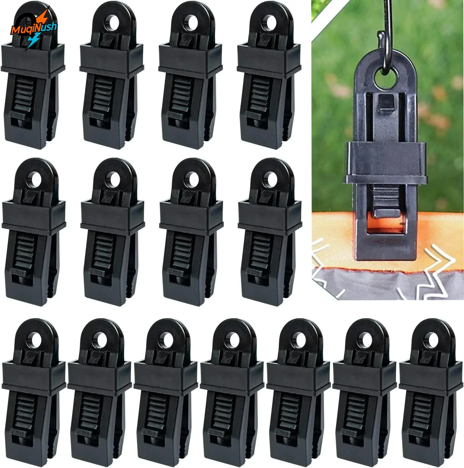 

MuqiNush 15Pcs Black Outdoor Multipurpose Secures Tarp Clip Crocodile Mouth for, Cover Awnings Camping Caravan Canopies Car