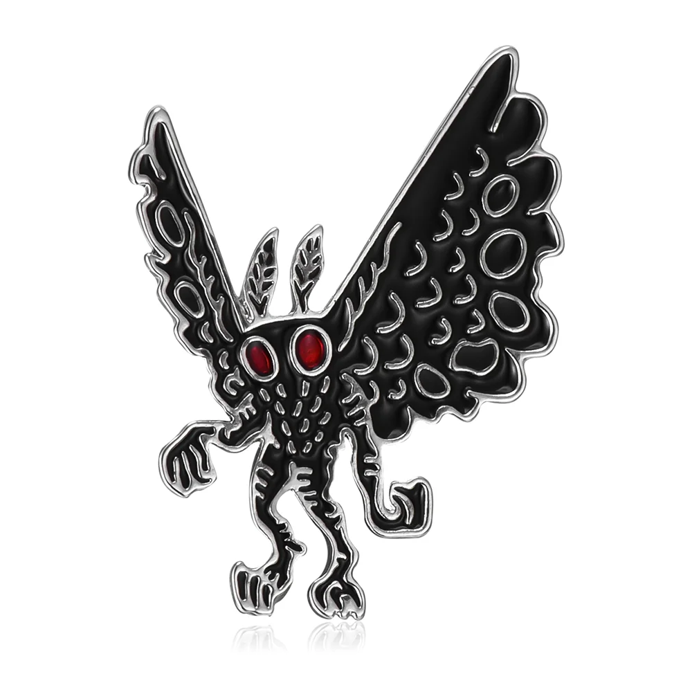 Cartoon Dark Mothman Metal Brooches Backpack Hat Lapel Badge for Men Women Friends Fashion Jewelry Accessories