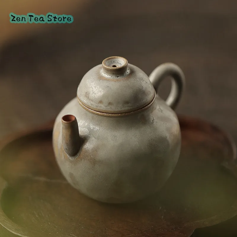 Grey Pear Type Pot Home Tea Room Retro Small Teapot Kiln Change Kung Fu Tea Set Tea Infuser Creative Handmade Pot