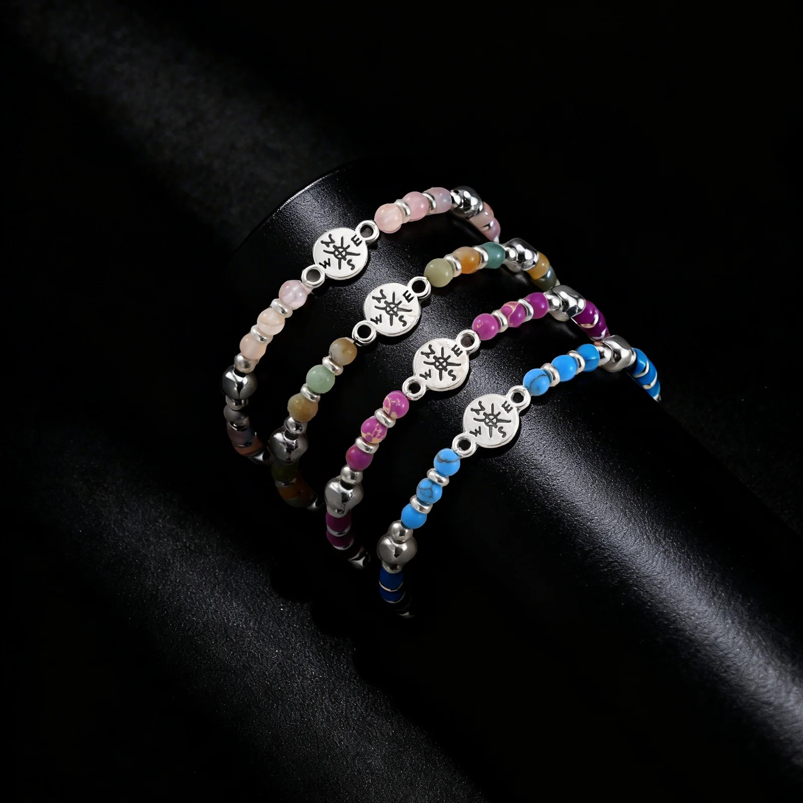 Kompass-Perlenarmband für Männer und Jungen, Natürliches Boho-Perlenkettenarmband, Abschlussgeschenke – Detail 3