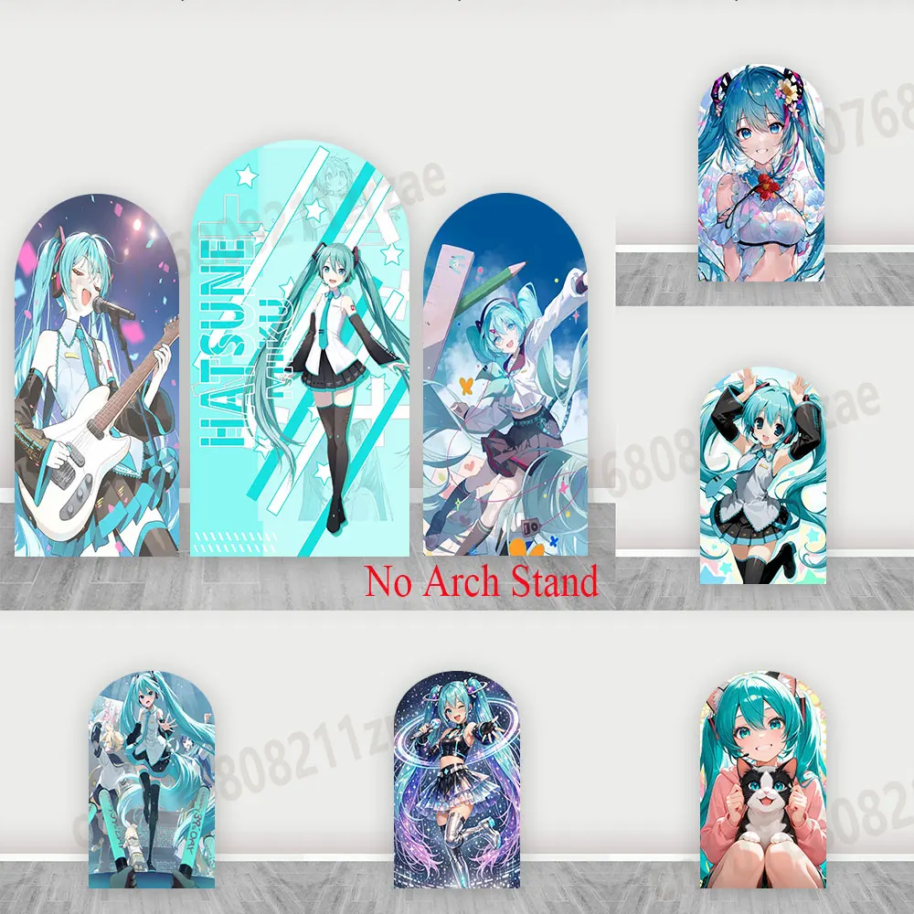 Fondo de arco para fiesta de Hatsune Miku, decoración para el primer cumpleaños de niñas, regalos, telón de fondo para fotografía, accesorios de cantante virtual, pancarta para otakus