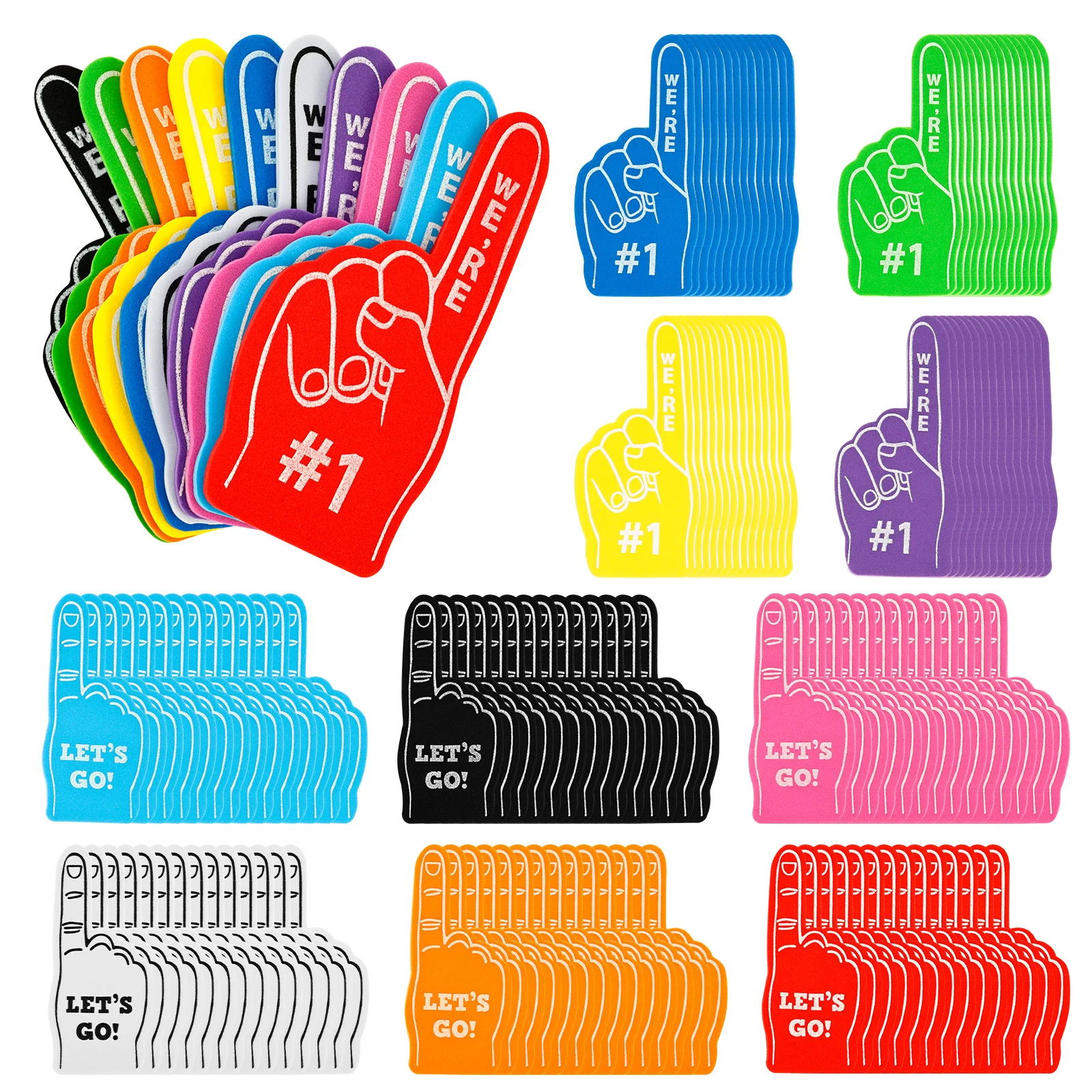 50/150 Uds Mini dedo de espuma accesorios de porristas dedo de mano número divertido 1 dedos de espuma para animar el concurso de celebración de porristas