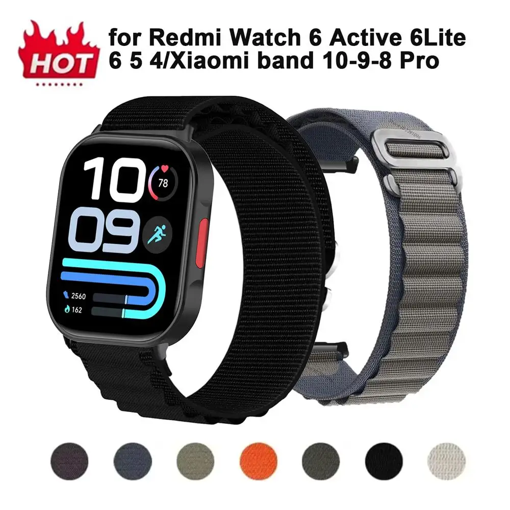 Nylon Strap For Redmi Watch 6 Lite 6active 5 4 Strap Breathable Watchband For Xiaomi Smart Band 10-9-8 Pro Accessories Bracelet