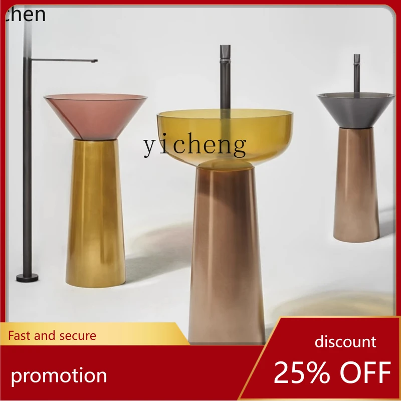 

ZML light luxury floor-to-ceiling column basin transparent hand wash basin hotel bed and breakfast club villa wash table pool