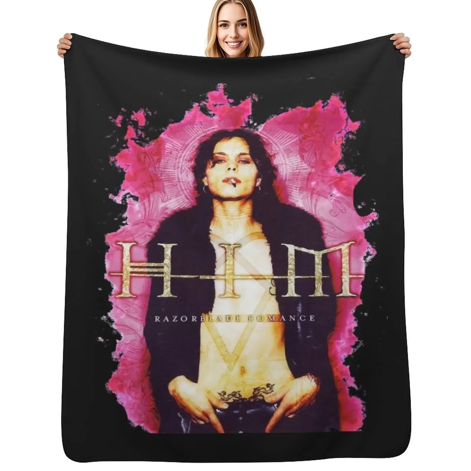 

Him band vv h i m him ville valo razorblade romance smoke Throw Blanket Retros Shaggy Furrys Large Blanket