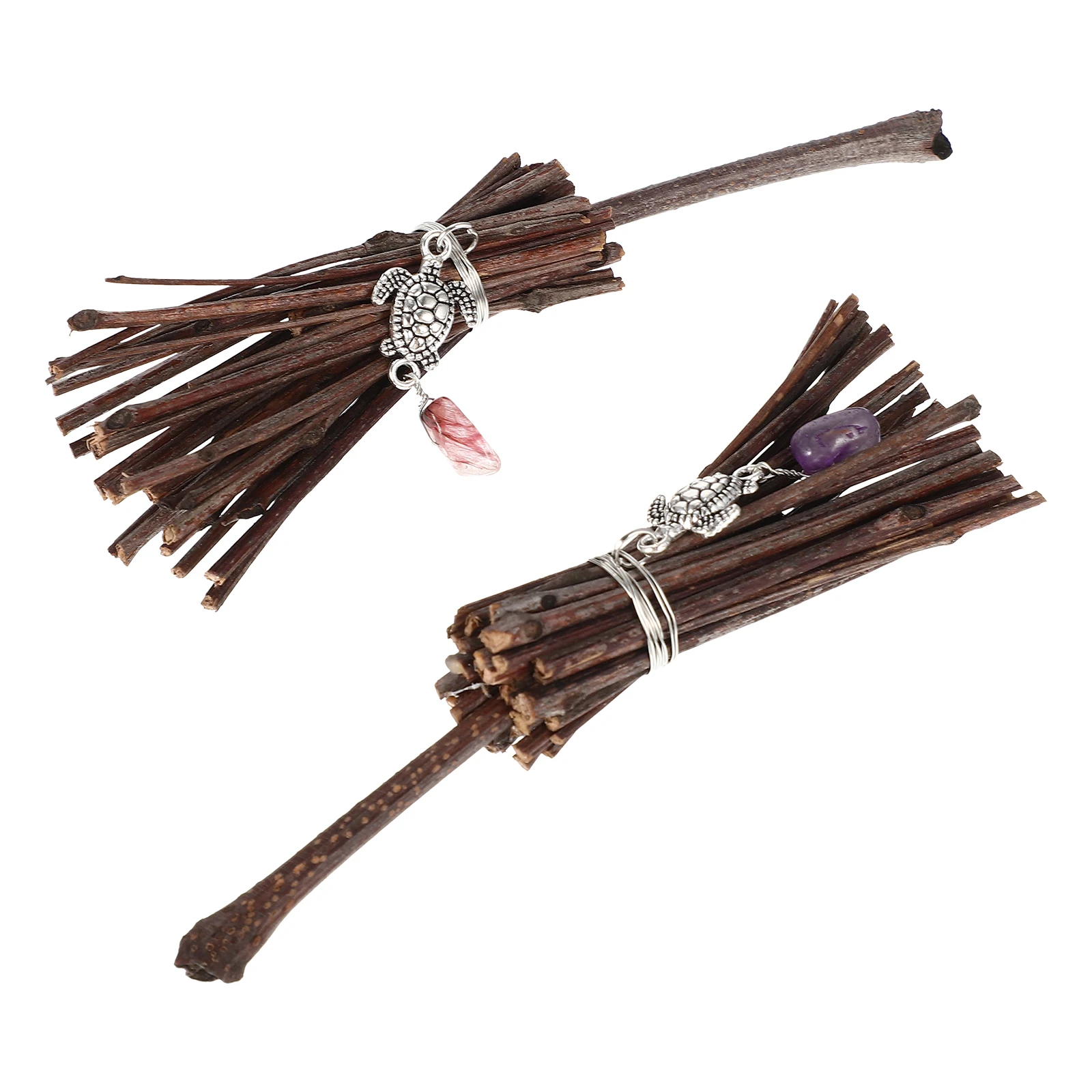 

2Pcs Witch Mini Brooms Charms Halloween Party Photo Props Decorative Ornament Supplies Halloween Broom Crafts Mini Broom