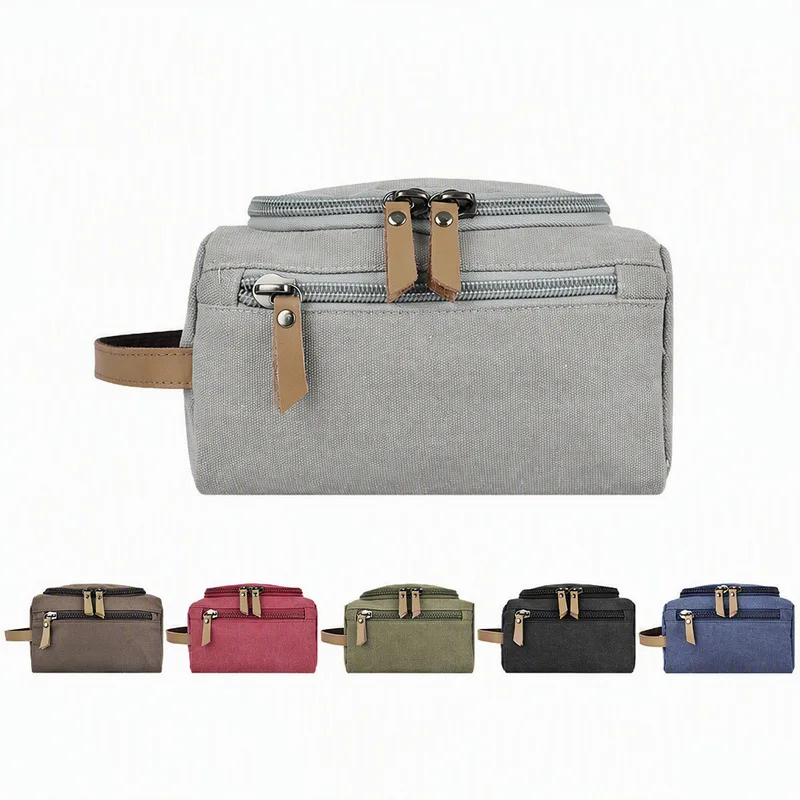 Men's canvas cosmetic bag, women's portable tote bag