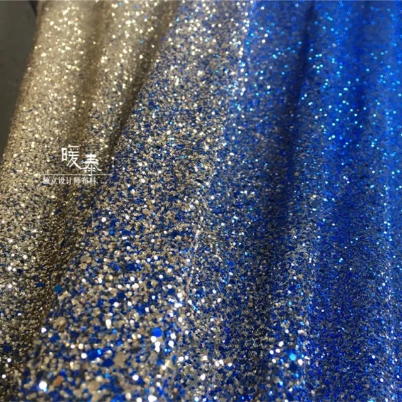 Gradient Hot Stamping Mesh Fabric for Diy Sewing Designer Creative Small Round Sequin Background Stage Decoration Fabrics