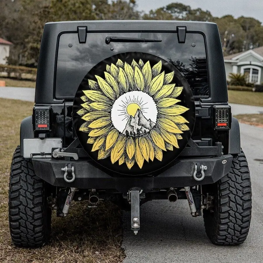 

Sunflower Sunrise Spare Tire Cover 32" Camping Protector Cover Accessories Gift