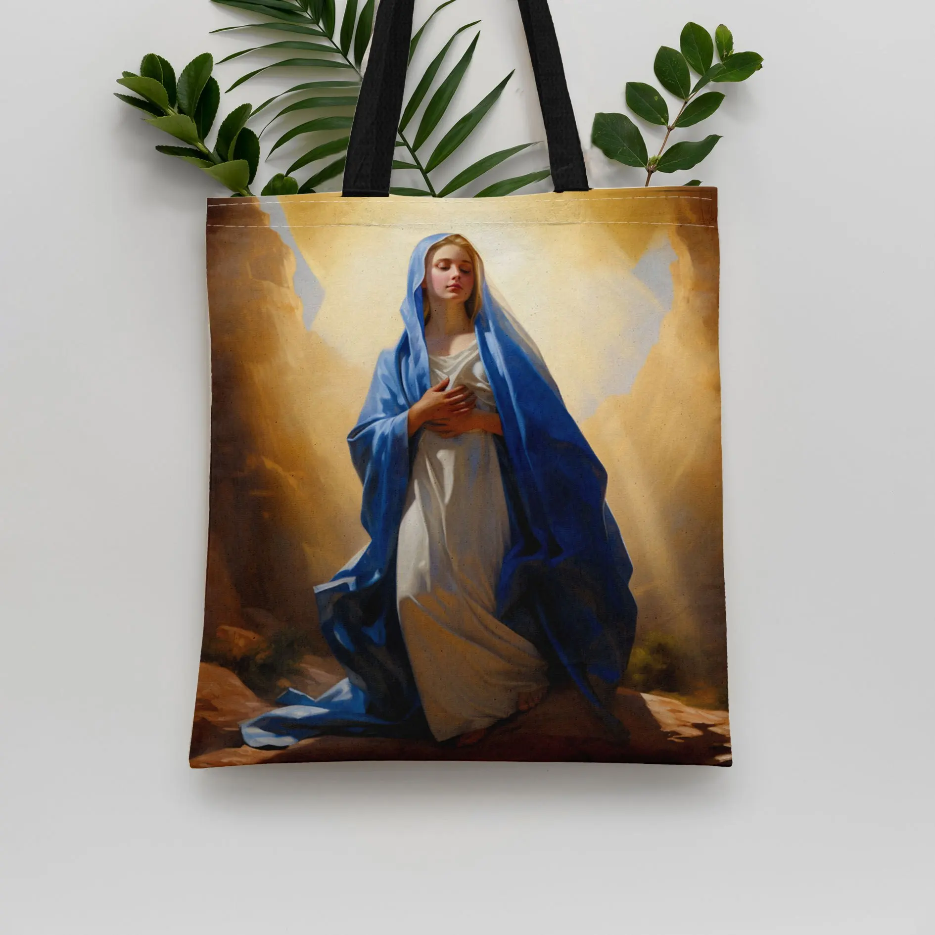 1pc Virgin Mary Pattern Tote Bag, 30x35cm Casual Large Capacity Shoulder Bag, Perfect Shopping Bag, Handbag Commuting Bag