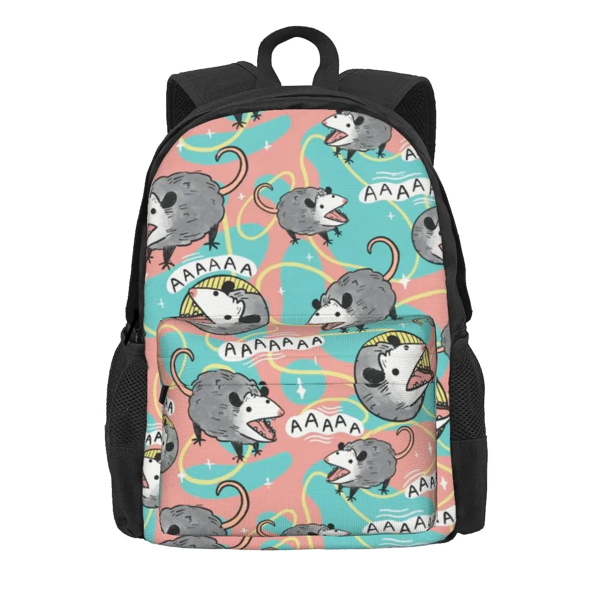 Opossum Screm Pattern Backpack for Men Women Teenage High School Work Daypack Possum Animal Laptop Computer Canvas Bags Sports