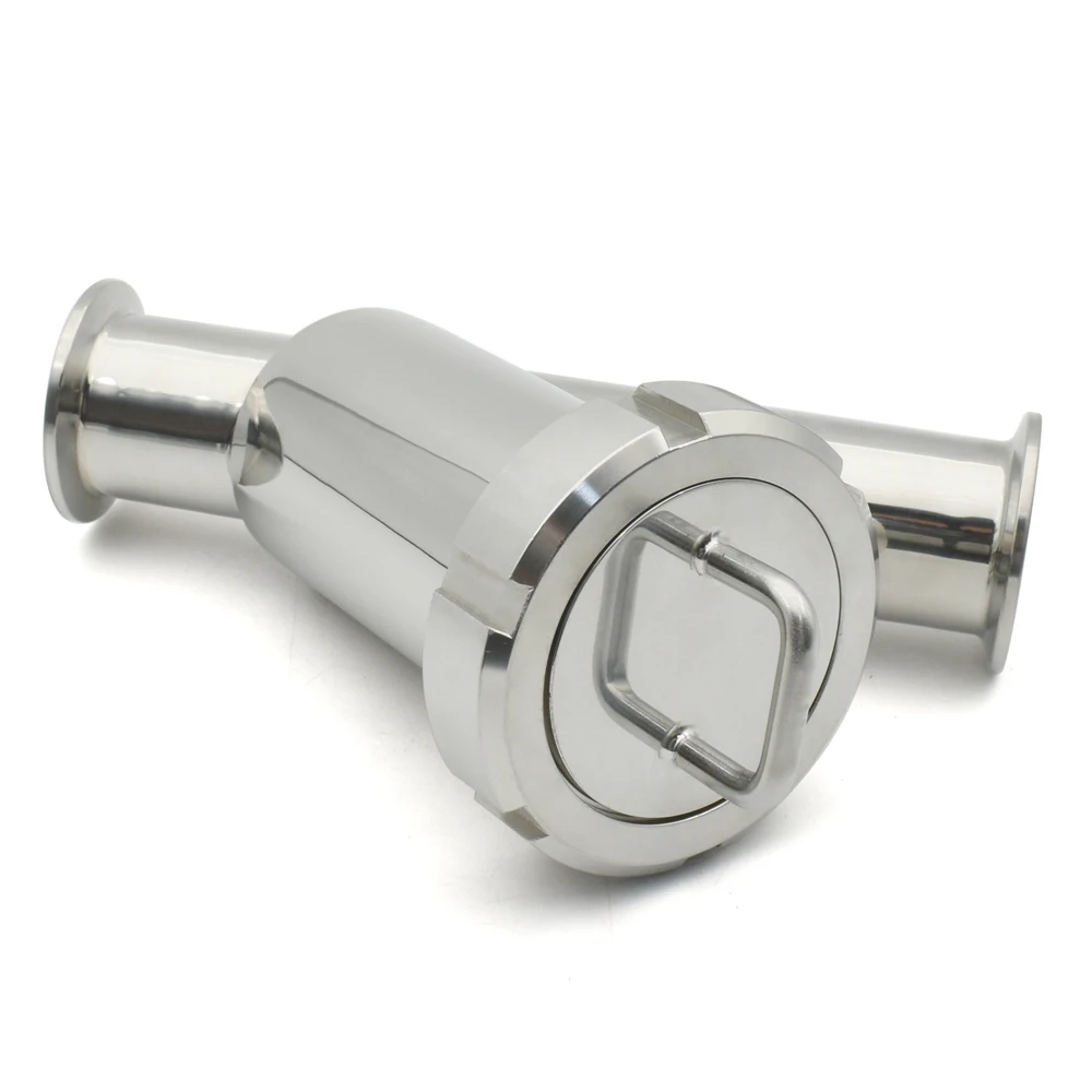 19mm-51mm SS304 Stainless Steel Pipeline Filter Tube Outer Diameter Three Clip 50.5 64mm Sanitary Grade Y-shaped Filter 100 Mesh