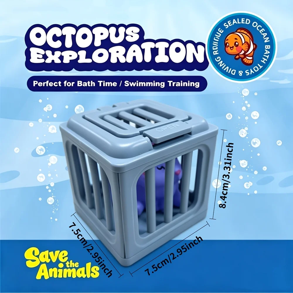 Children's Swimming Pool Diving Toys, Swimming Toys with Fish Box, Floating Animals Suitable view 2