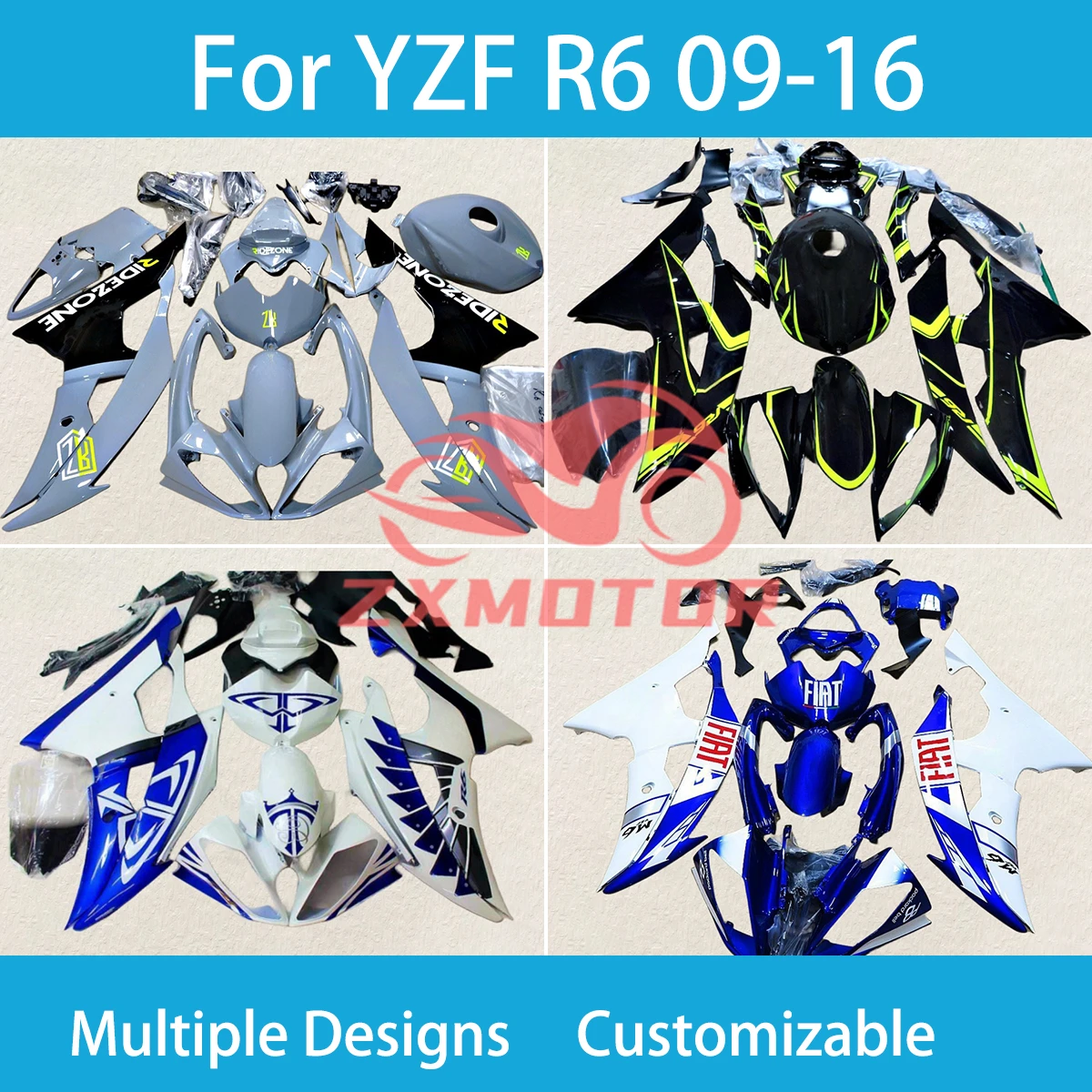 100% Fit Fairing Kit YZFR6 08 09 10 11 12 13 14 15 16 Motorcycle Racing Customized Fairings for YAMAHA YZF R6 2008-2016