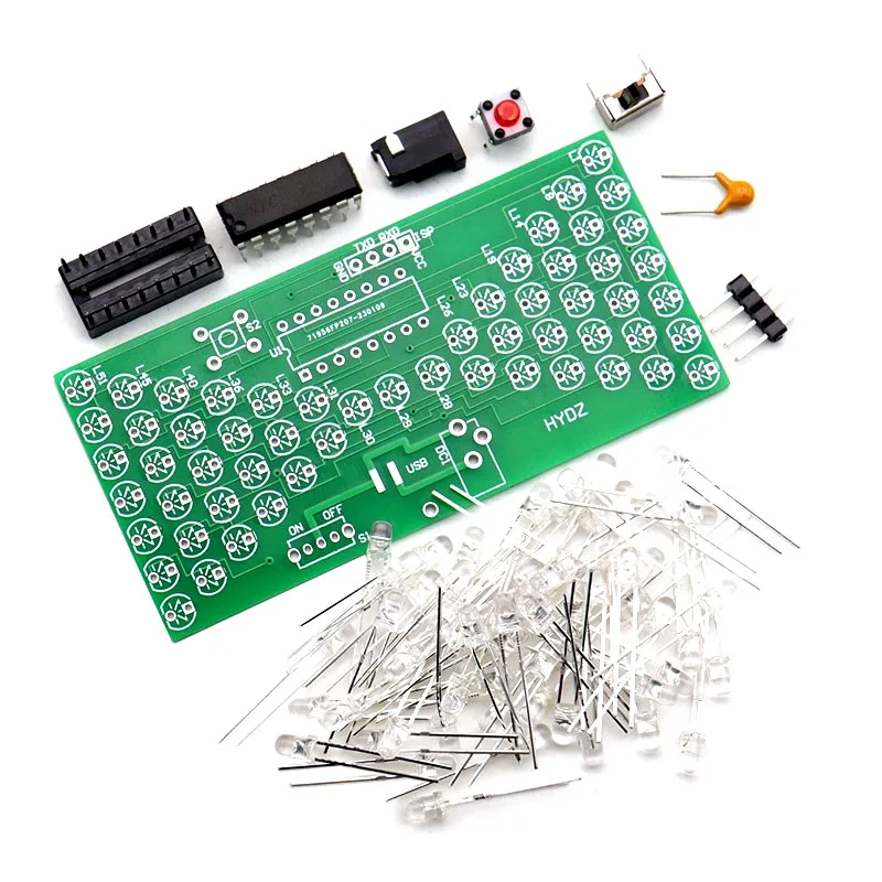 LED Hourglass Learning Kit - STC Microcontroller DIY Soldering Project for Beginners, Simulated Sand Flow Electronics Education