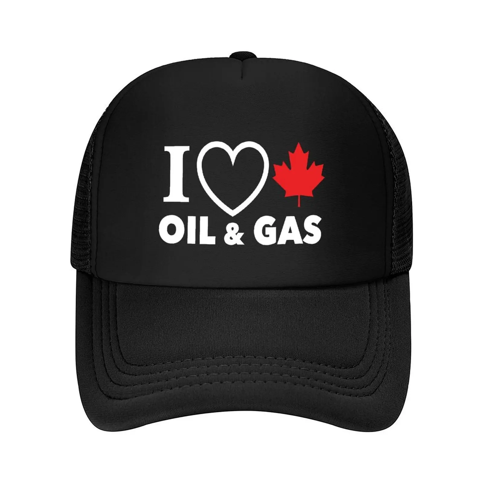 

I Love Canadian Oil and Gas Red Heart and Maple Leaf Alberta Pipelines black background HD HIGH QUALITY ONLINE STOR Baseball Cap