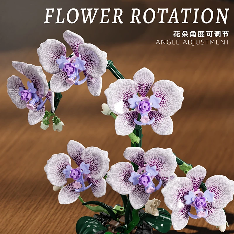 619PCS Phalaenopsis Bausteine Blumen Orchidee Topfpflanzen Simulation Modell Wohnkultur Kinder Puzzle Spielzeug Mädchen Geburtstag Geschenk