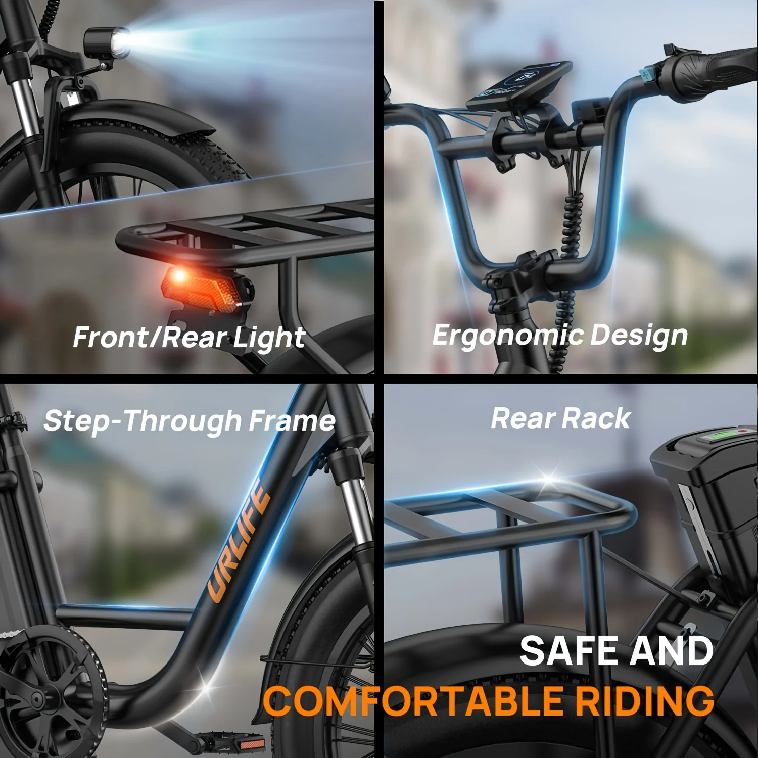 URLIFE 1000W E20 Electric Bike | 48V 13Ah Removable Battery, 28MPH, 20''X3" Fat Tire, 7-Speed E-Bike with Dual Disc Brake image 5