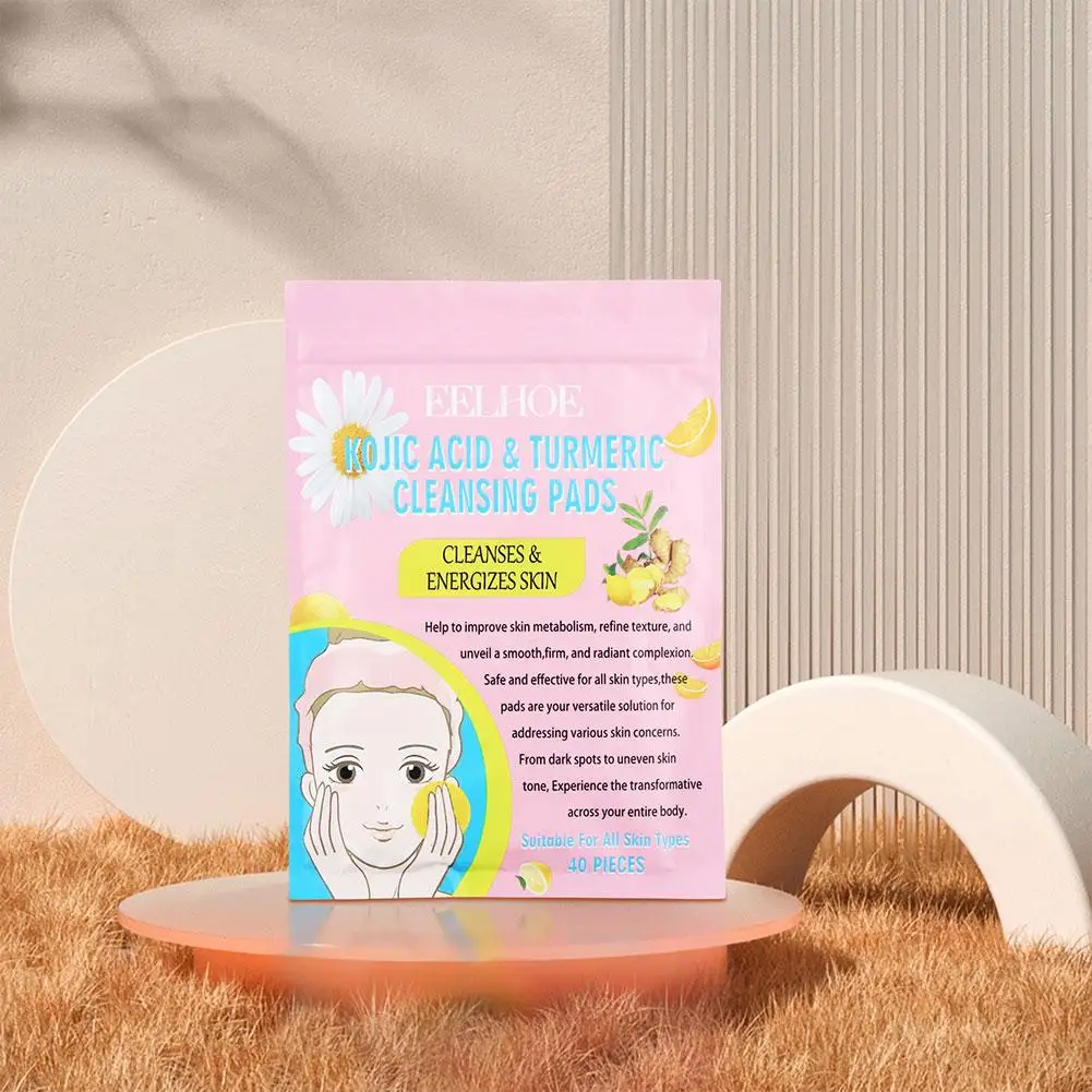 40 قطعة من وسادات تنظيف حمض الكوجيك الكركم من EELHOE، وسادات تقشير، إسفنجات الوجه للتنظيف والتقشير وإزالة الجلد الميت #5