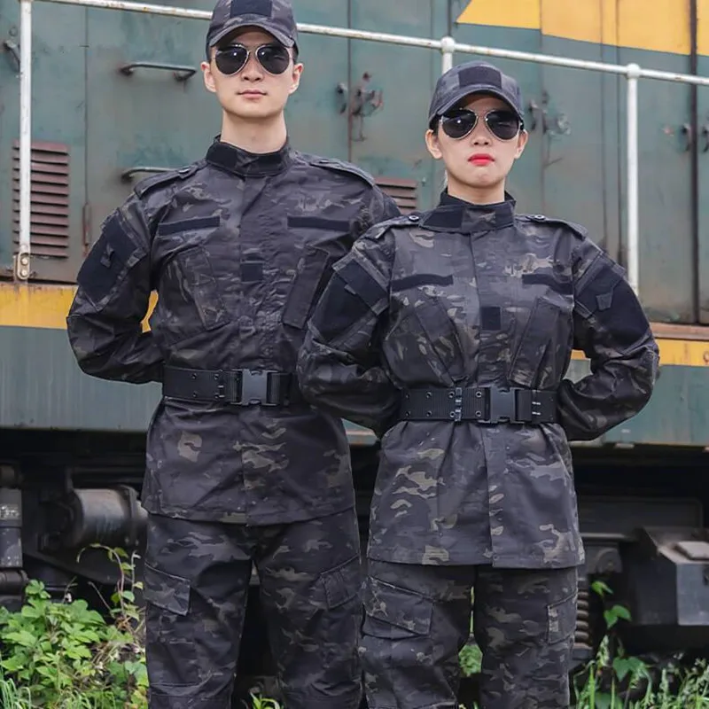 

Outdoor Training Set Hat Jacket T-shirt Pants Set Wear-resistant 2pcs Tactical Suit Men's Long Sleeved CP Camouflage