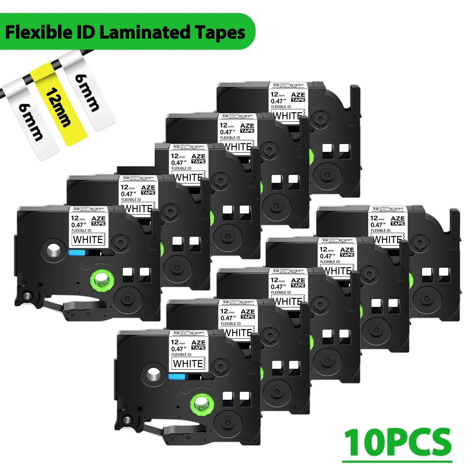 

3-10PCS AZE-FX231 12mm Tapes Compatible for Brother TZ TZe-FX231 631 131 Flexible ID Tape Label Tape For P-Touch PT-1010 PT-D450