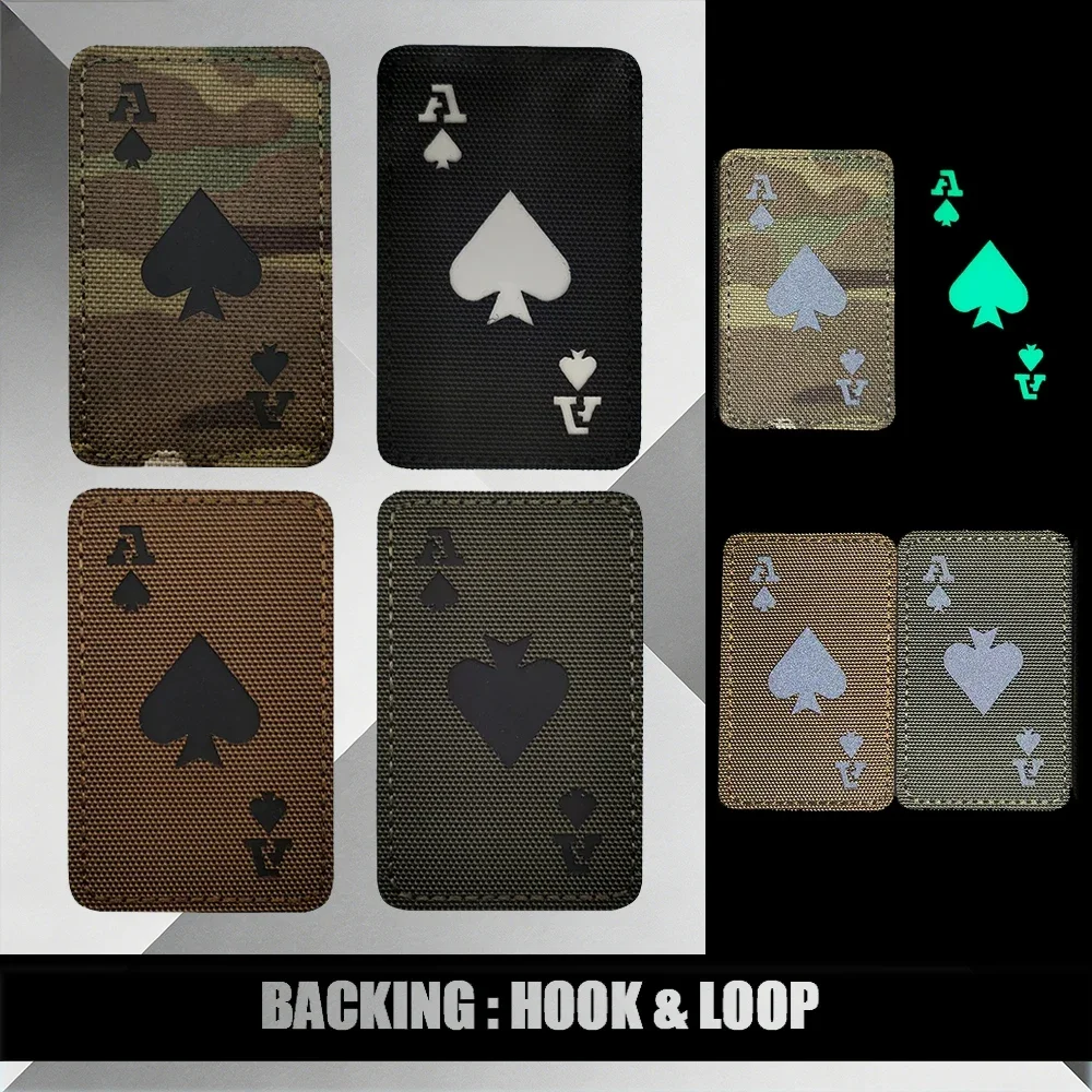 

Тактический идентификационный знак-эмблема Magic Playing Card IR Night с узором «Пики» и светоотражающим эффектом для ночного видения
