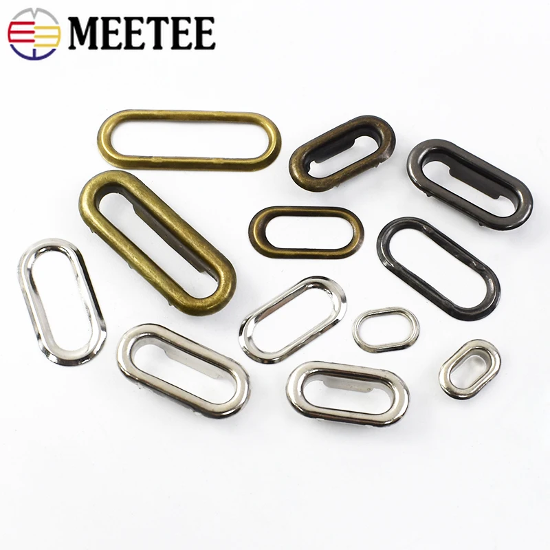 100sets Oval O Ring Metal Eyelet Buckles Hollow Eyelets Rivets Buttons Bags Garment Shoes Buckle DIY Leather Craft Accessories