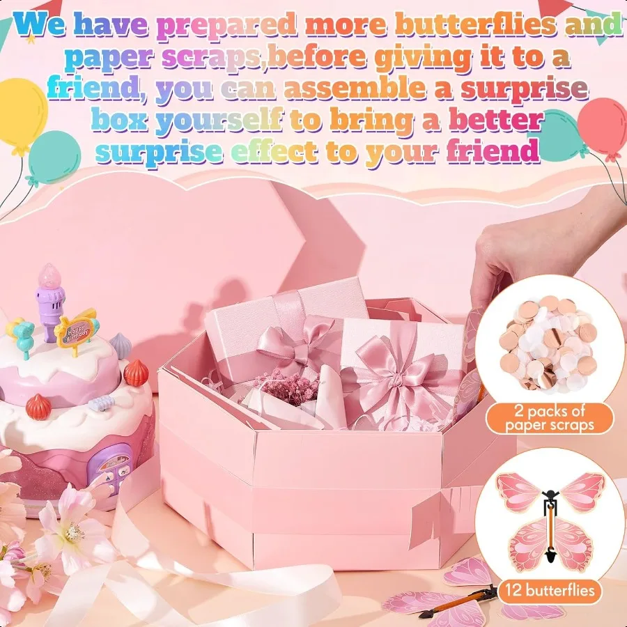 Caja de regalo sorpresa Flying Butterfly grande 12 piezas
