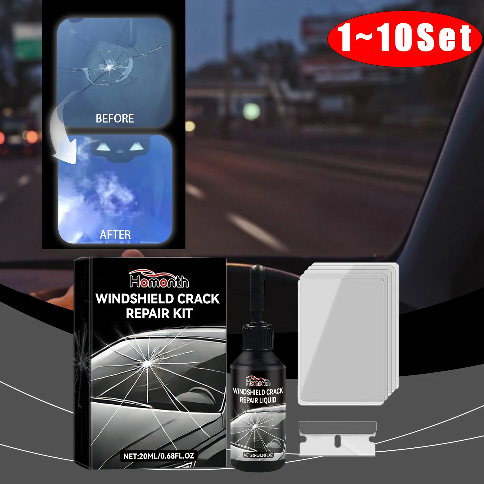 Car Windshield Cracked Repair Agent Set Multipurpose Universal Auto Glass Home Window Break Scratch Restoration ProtectiveLiquid