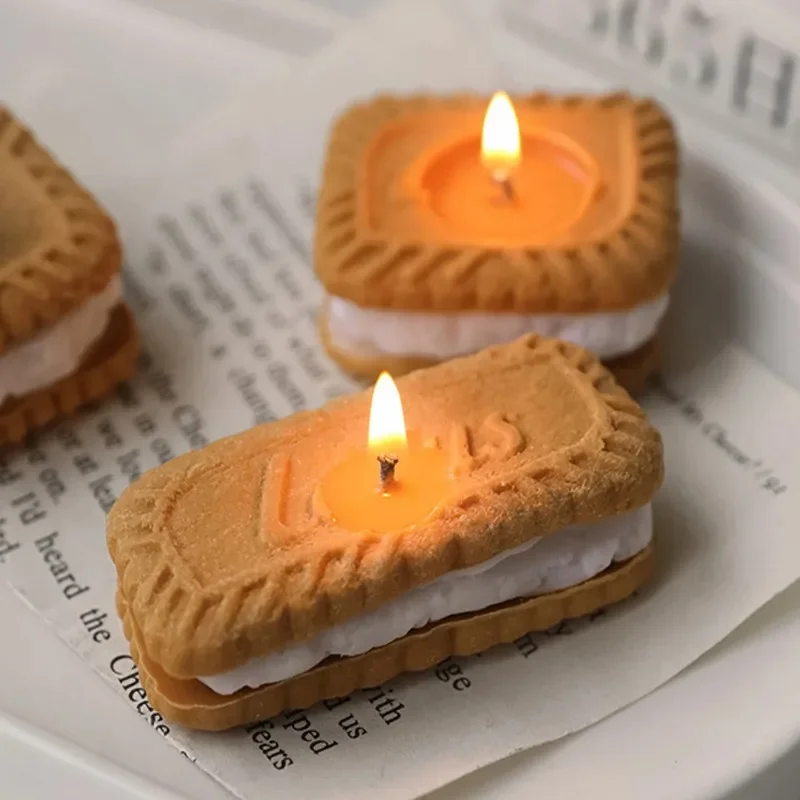 1pc Cookies Aromatherapy Candle Creative Cookies Aromatherapy Candle Wedding Accompaniment Gifts Family Bedroom Decor