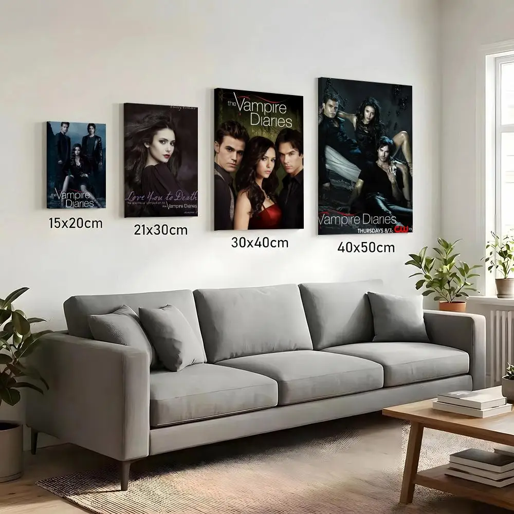 The V-Vampire Diaries Movie Painting Calligraphy HD Canvas Print Poster Wall Art | Optional Frame | Modern Hallway Decor