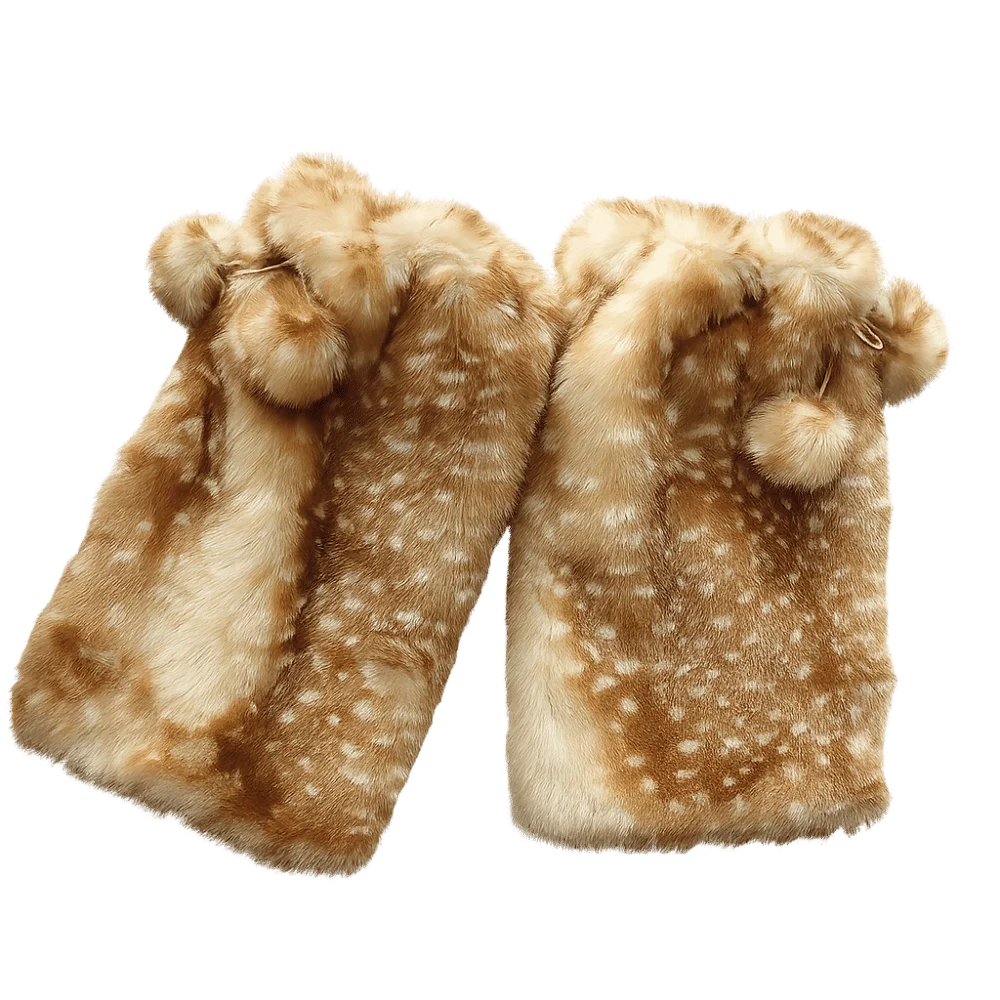 

Fashion Fawn Dot Winter Leg Warmers Y2k Fur Ball Plush Leg Coverings Foot Cover Kawaii Long Stockings Streetwear