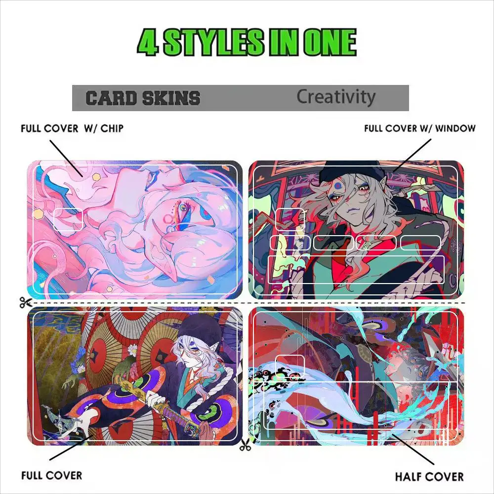 Mononoke TV Anime  Sticker Film Tape Skin for Credit Card Debit Card Waterproof Stickers Cartoon