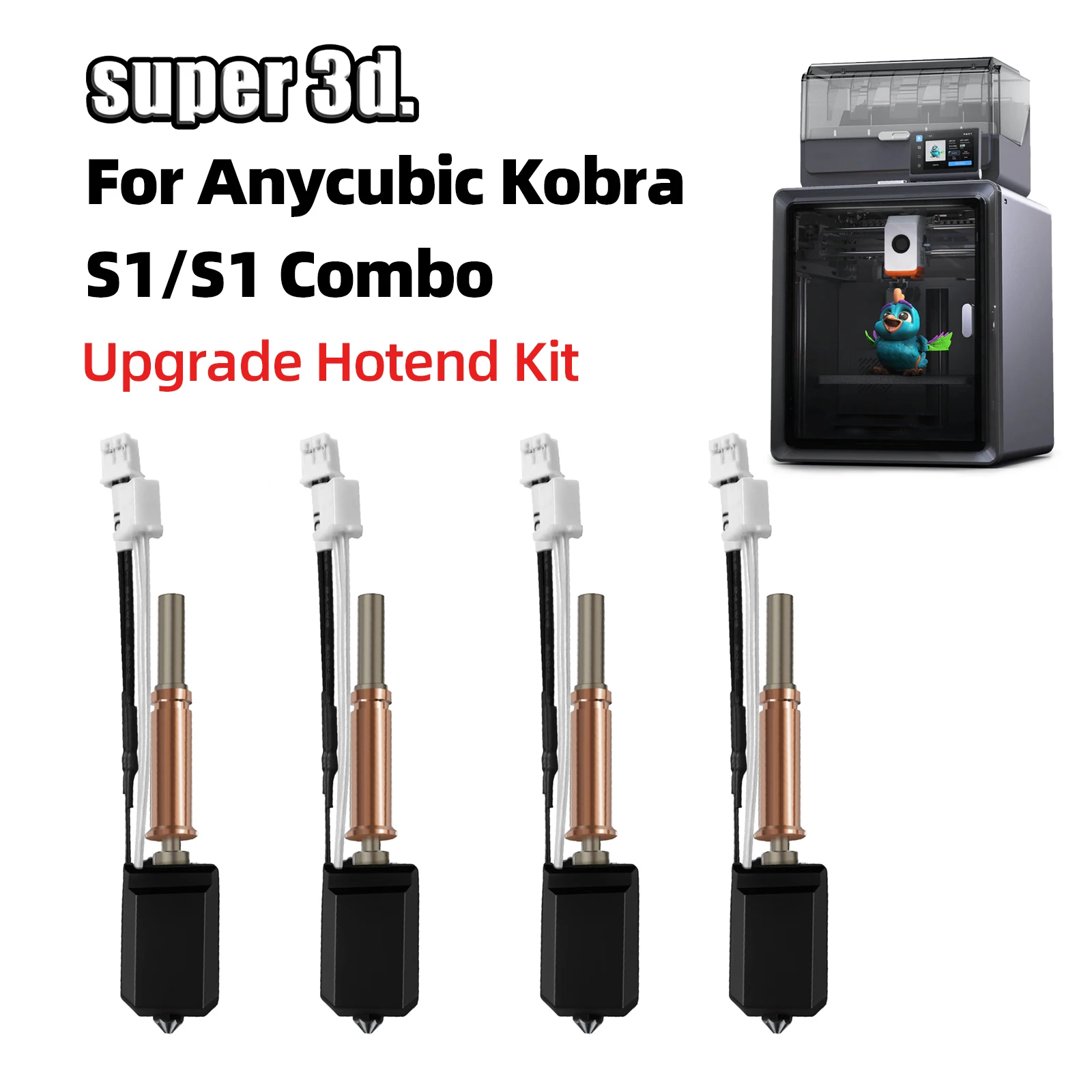 For Anycubic Kobra S1 Hotend Kobra S1 Combo Upgraded Hot End Kit 0.4mm Hardened Steel Nozzle for Anycubic Kobra S1 Print Head
