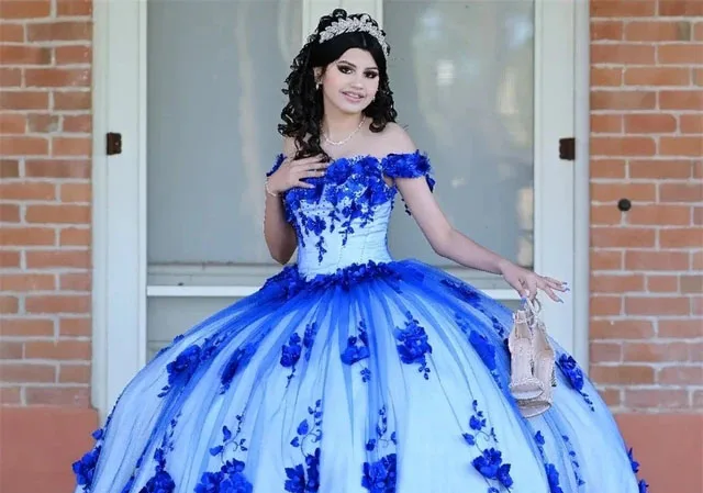 Burgundy Princess Quinceanera Dresses Ball Gown Off The Shoulder Floral Pearls Sweet 16 Dresses 15 Años Customized