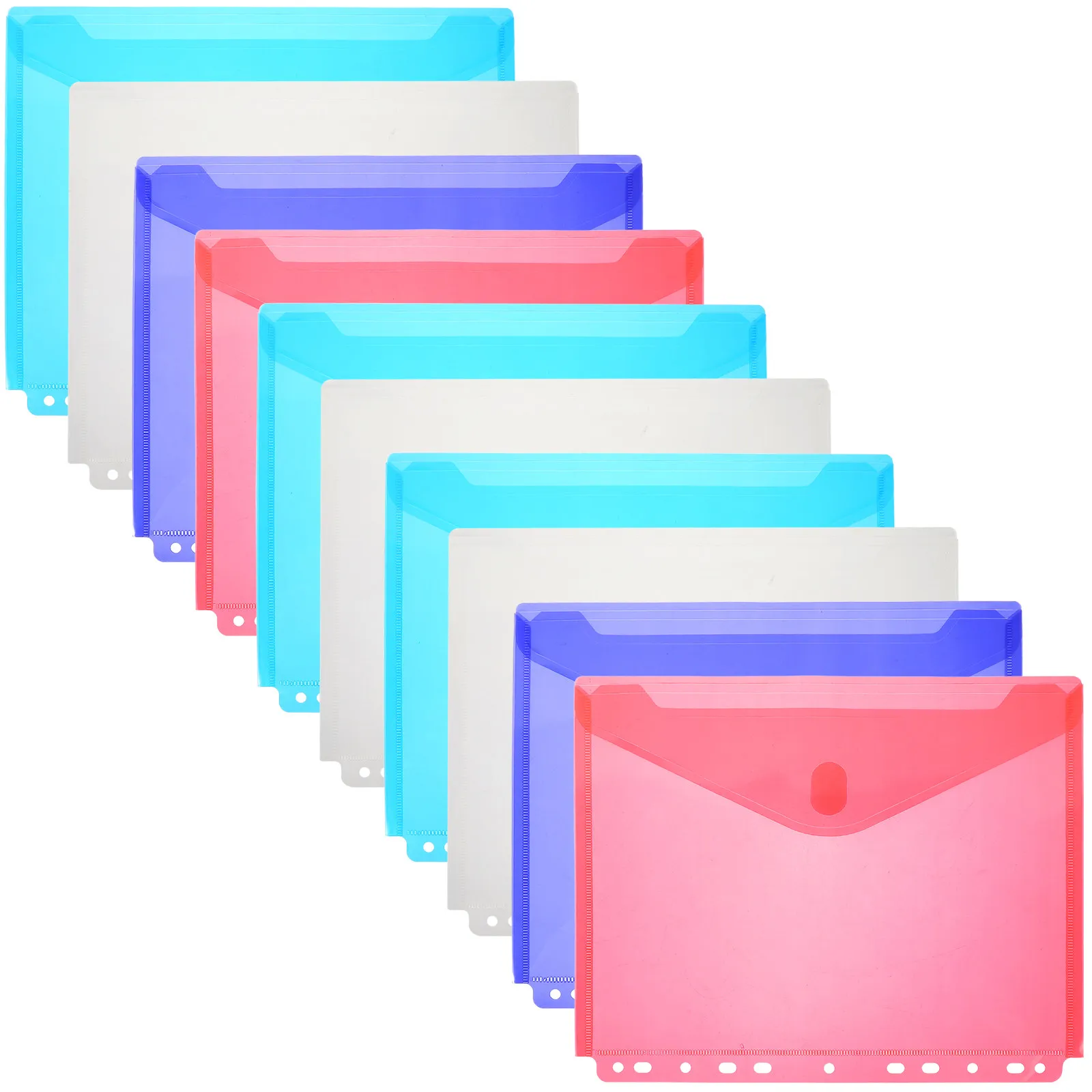 

10Pcs Premium Plastic Transparent Document Bags with Snap Button Closure File Folder Organizer for Receipts Coupons Tickets