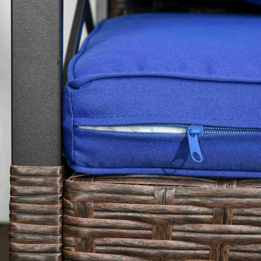 3-Piece Outdoor Wicker Bistro Set with Cushioned Rocking Chairs and 2-Tier Coffee Table