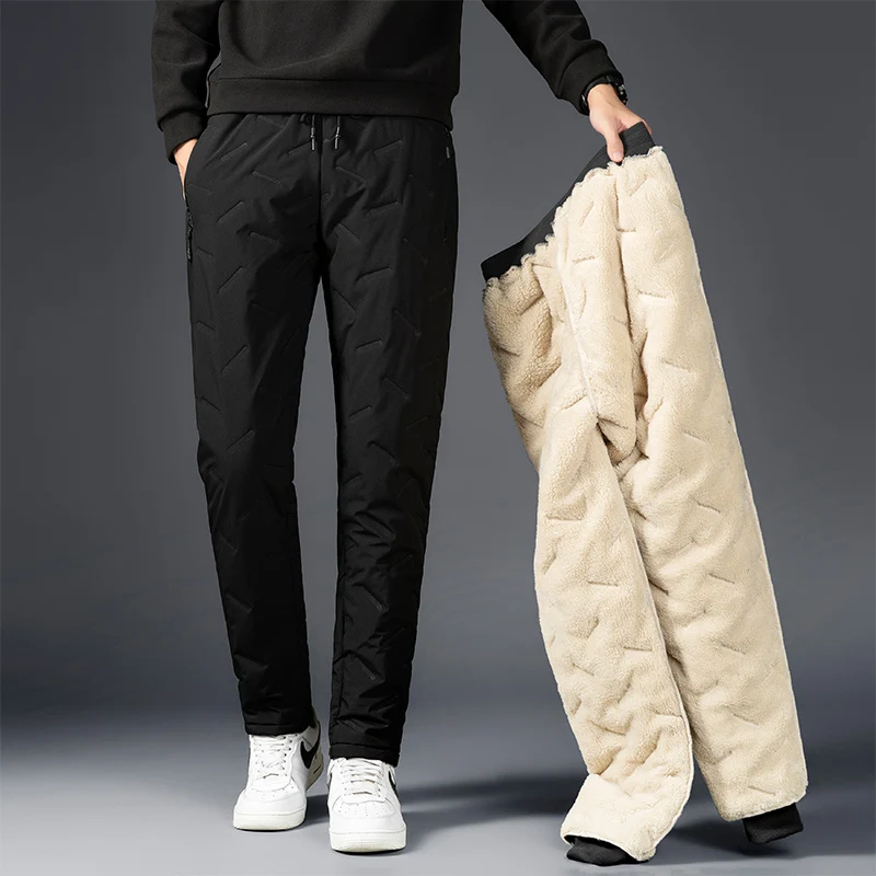 Winter Lambswool Warm Thicken Casual Pants Men New Fashion Joggers Water Proof Sweatpants Men Plus Fleece Plus Size Trousers 7Xl