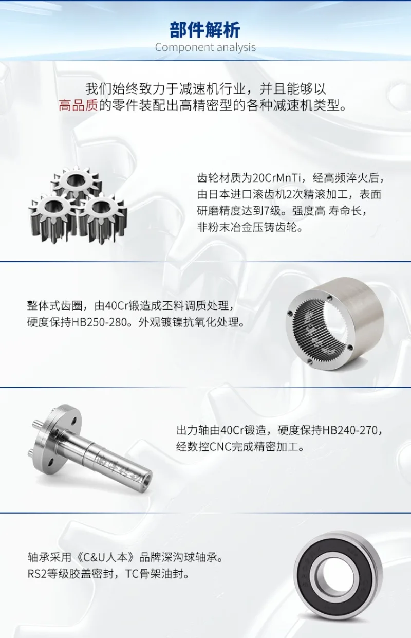 Redutor de engrenagem planetária de precisão de saída dupla com qualquer servo