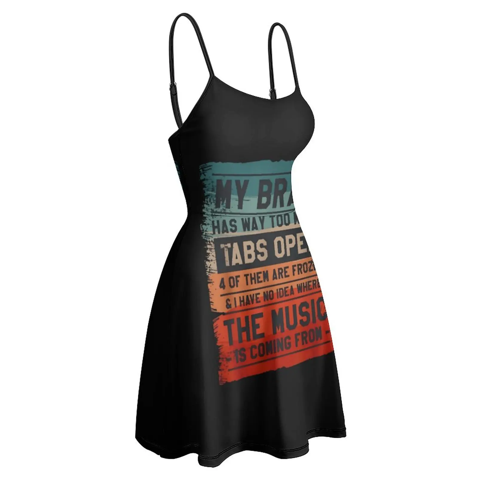 Brain Tabs Frozen Music Women's Sling Dress Graphic Vintage Exotic  Woman's Gown Humor Graphic Cocktails Suspender Dress