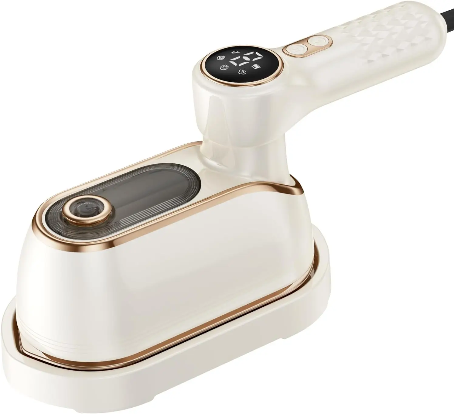 

Портативный ручной отпариватель мощностью 1200 Вт, 4-режимный ЖК-дисплей, быстрый нагрев 10S, 180 ° Поворотная ручка, белая