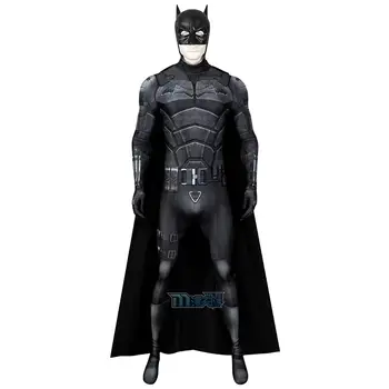 Batman Cosplay Kostüm Superheld Bruce Wayne Robert Pattinson Jumpsuit Halloween Comic-Con Requisiten Bodysuit Kinder Erwachsene Weihnachtsgeschenk 10 best sales Batman Fantasia - №10