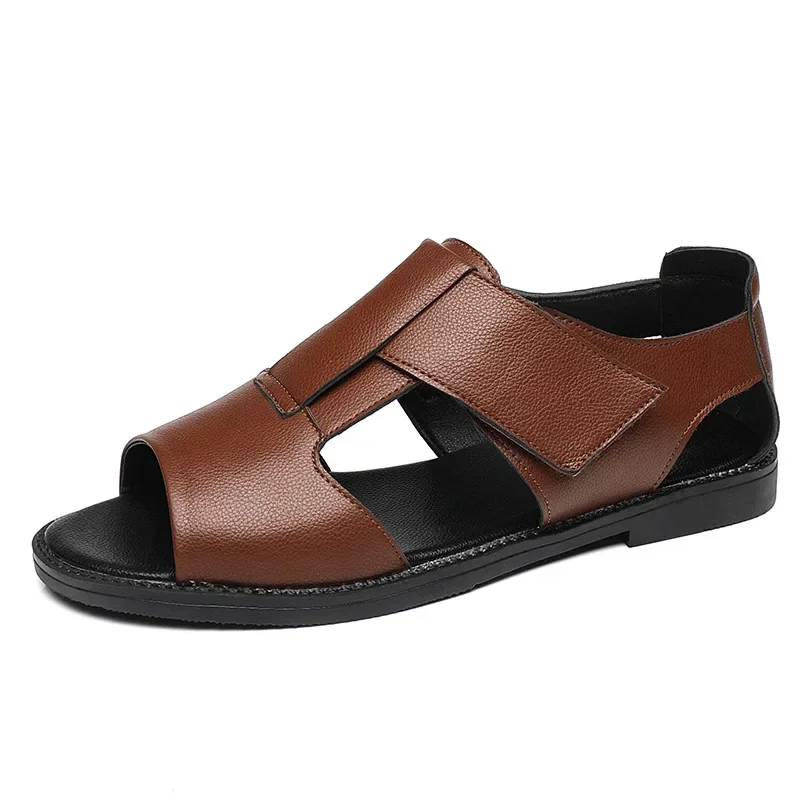 Männer römische Sandalen neue Sommer Männer Schuhe offene trend ige Plateaus andalen Leder lässige Hausschuhe Outdoor Strands chuhe