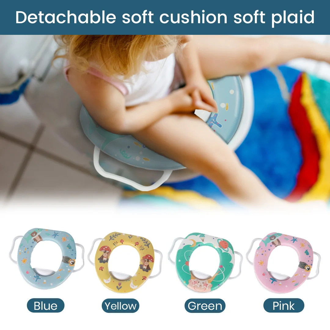 

Детское сиденье для приучения к горшку для мальчиков и девочек с ручками, подходит для круглых и овальных унитазов, нескользящее, с защитой от брызг