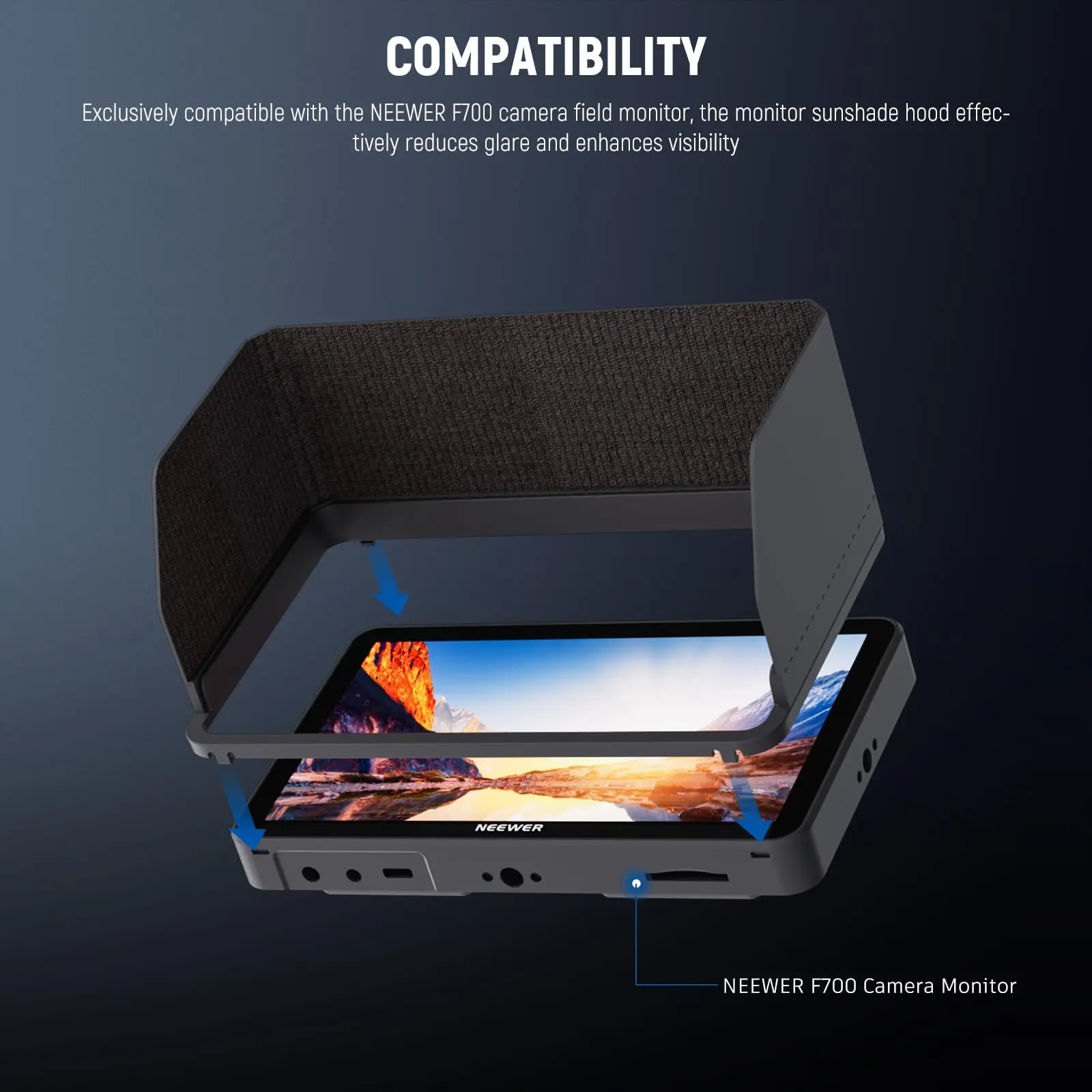 NEEWER Field Monitor Sunshade with NEEWER F700 Camera Three Side